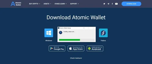 Download page of Atomic Wallet